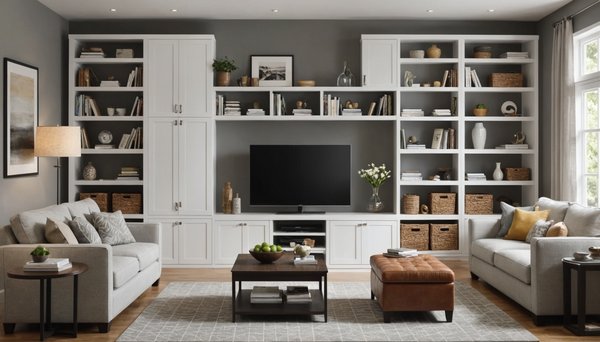 Meubles de rangement pratiques pour un petit salon stylé